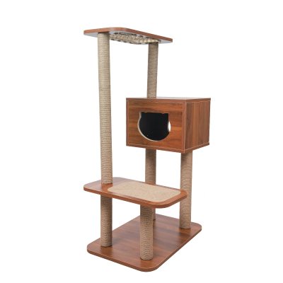 猫爬架猫窝猫树一体实木猫架子武速达猫跳台大型通天柱剑麻猫抓板猫别墅实木多层猫爬架