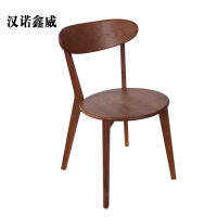 汉诺鑫威餐椅简约现代休闲书桌椅餐桌凳子橡木靠背椅胡桃木色圆形座面