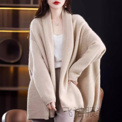 斗篷披肩女春秋新款100羊毛外套中长款开衫宽松加厚针织韩版毛衣