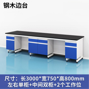 易企采 300CM钢木边台B款 实验室测试化验操作工作台耐酸碱试剂台 单位:张