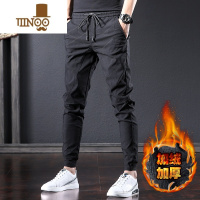 YANXU黑色潮牌冰丝男裤休闲裤夏季薄款松紧腰修身束脚裤子韩版潮流长裤