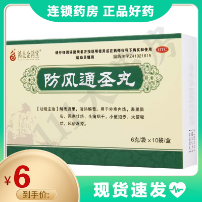 鸿昱金鸿堂防风通圣丸6g*10袋/盒用于外寒内热头痛咽干风疹湿疮