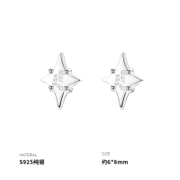 925纯银十字星星耳钉女耳环简约小巧耳饰ins风2025年新款潮送女朋友老婆情人节七夕生日礼物