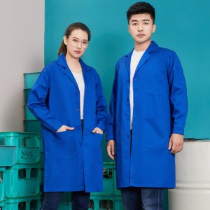 蓝色耐磨工作服男女士蓝大褂长袖长款围裙防尘罩衣劳保搬运定制