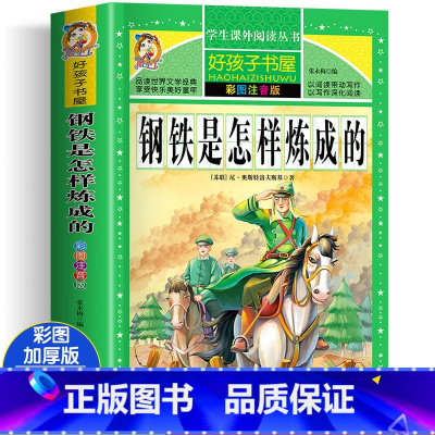 钢铁是怎样炼成的 [正版]四大名着小学生版注音版全套4册 西游记三国演义水浒传红楼梦原着儿童版带拼音青少年版小学生课外阅