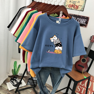 恋名媛特大码女装200斤短袖t恤女宽松显瘦遮肚胖mm棉胖妹妹上衣240斤大码女装