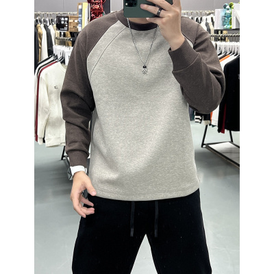 秋冬季新款潮牌套头长袖圆领卫衣男宽松百搭潮流时尚帅气拼色上衣