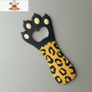 啤酒开瓶器起盖器创意猫爪起子启瓶器冰箱贴磁力起瓶器家用开酒器 敬平 黑豹纹猫爪起瓶器