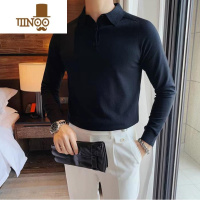 YANXU2023新款韩版修身男士时尚翻领打底衫毛衣长袖针织衫潮牌