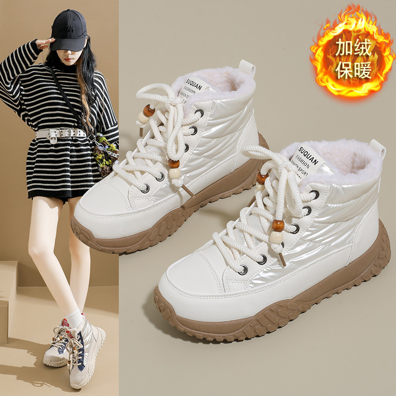 加绒高帮雪地靴女冬季新款学生ins韩版保暖休闲鞋棉鞋