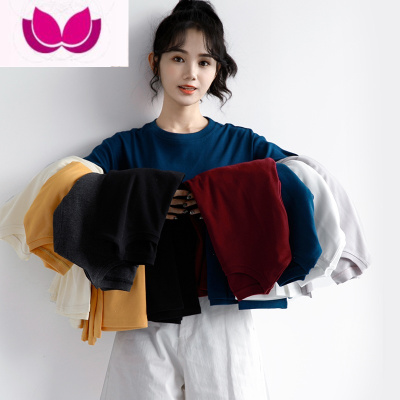 七斓2023春季新款长袖T恤内搭圆领打底衫女洋气百搭加厚上衣