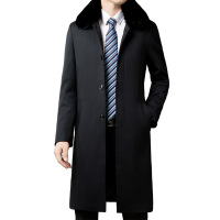 加绒脱卸内胆大衣中老年毛呢大衣男长款爸爸装加厚风衣呢子外套冬