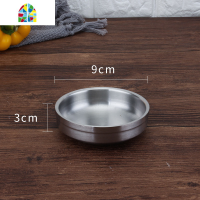 304不锈钢韩式碗双层隔热米饭碗拉丝泡菜碟钛金防烫汤碗小碗料理 FENGHOU 韩式小碟(9cm)金色