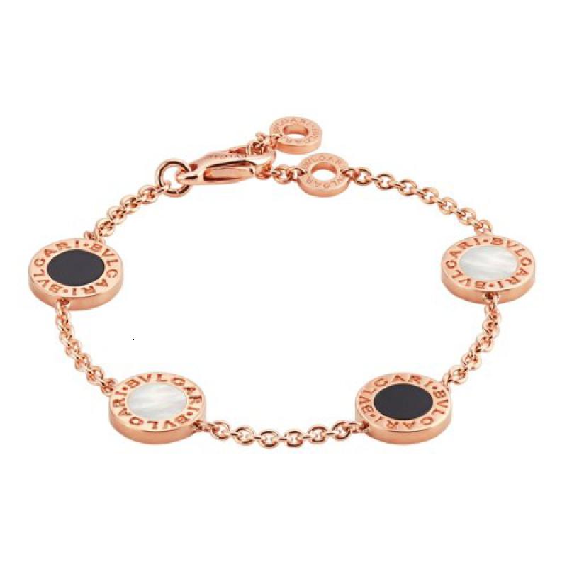 bvlgari/宝格丽 bvlgari系列 18k金玫瑰金镶白贝母与黑玛瑙 手链