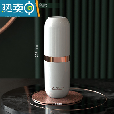 敬平旅行漱口杯便携式牙刷盒洗漱套装牙具杯收纳盒家用牙膏盒牙缸套装 『轻奢金属镀层款-可分双杯』-陶瓷白(大容量洗漱杯