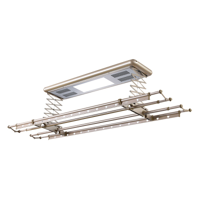 普利邦(PULIBANG)小型智能电动遥控升降晾衣架多功能晾衣机电动晾衣杆香槟金电动升降LED烘干风干消毒