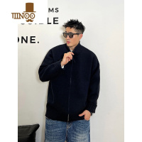 YANXU日系青年拉链开衫设计感ins夹克男士秋季针织衫宽松简约毛衣外套