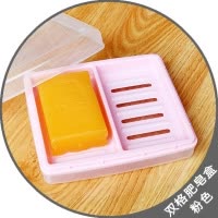 创意双体肥皂盒 三层简约大皂盒 卫生间带盖防水双格沥水洗衣皂盒 三维工匠 蓝色整体19*16cm