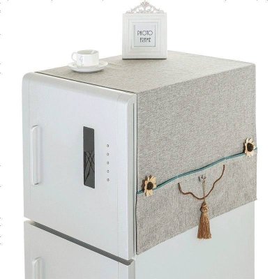 布莱梦纯色冰箱盖布防尘布布艺冰箱罩简约洗衣机盖布双开冰箱防尘罩素色锦年-灰小双开65*180cm