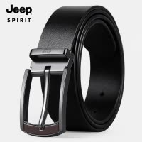 Jeep头层牛皮男士针扣皮带真皮腰带年轻人商务西装裤带潮牛仔休闲