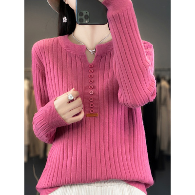 2023早秋圆领针织衫女秋冬装新款设计感毛衣女热卖洋气内搭打底衫