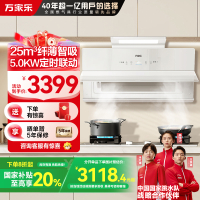 万家乐小鲸喜超薄极曜W1烟灶套装 25立方变频定时烟灶联动 白色近吸油烟机5.0kw燃气灶具套装AH3X+AC7X液化气
