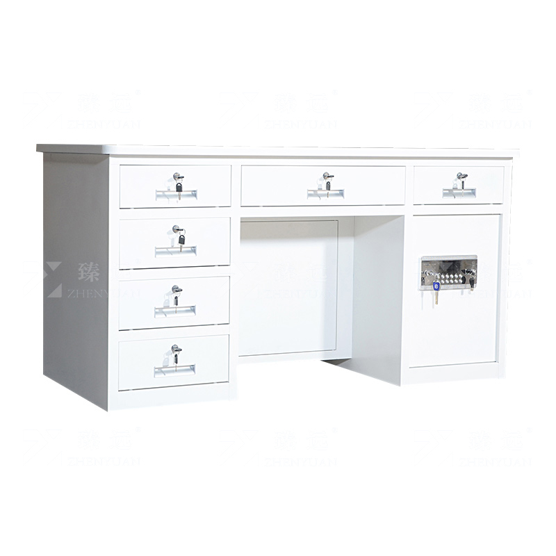 臻远 BXZ-17 钢制保险桌可投币收银财务桌1.4m白色六斗电子锁