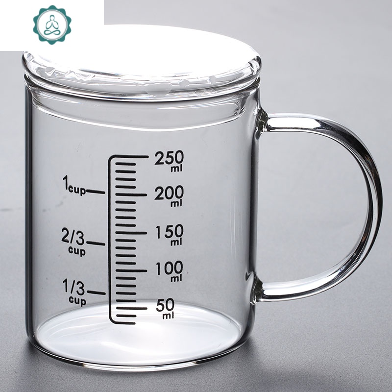 量杯刻度杯家用玻璃带把手烘焙可火烧微波炉耐冷耐热牛奶杯子 封后