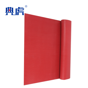 典虎 绝缘橡胶垫 红色条纹5mm*1m*5m 卷
