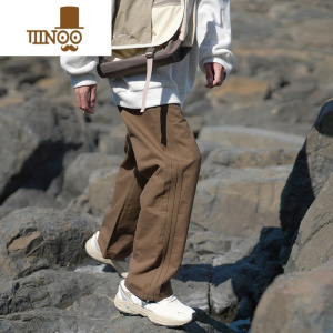 YANXUE2023秋季新款男休闲裤290g双径斜水洗复古潮牌抽绳百搭直筒长裤