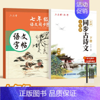 [七年级下册2本]语文字帖+古诗文字帖 [正版]七八九年级上下册同步古诗文字帖人教版语文古诗词练字本文言文背诵学练结合巩