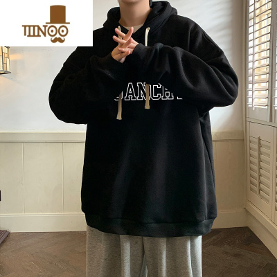 YANXU美式复古卫衣男oversize潮流青少年薄款休闲连帽外套大码