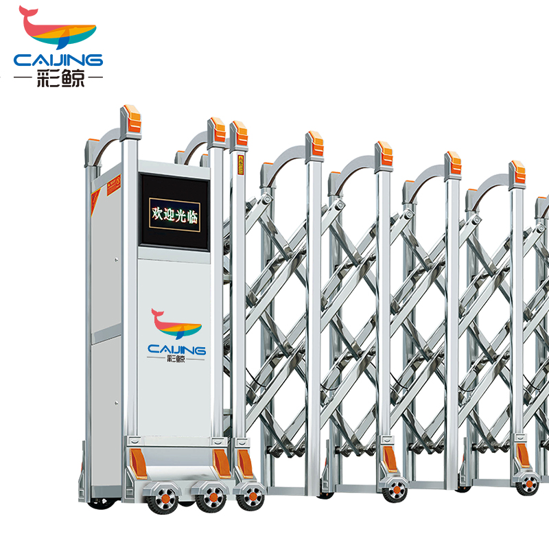 CJ-SSM027 智能不锈钢伸缩门学校小区工厂电动大门推拉门商业办公大门酒店家具电动门