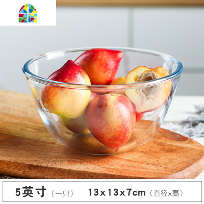 玻璃沙拉碗家用耐热碗透明大号水果汤碗餐具盆透明烘焙泡和面大碗 FENGHOU 6.6英寸(1050ML)