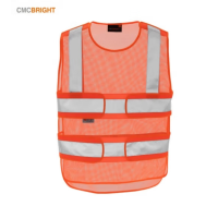 CMCBRIGHT 四点可脱卸反光背心交通建筑施工执勤警示衣 001027Y荧光橙 均码
