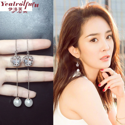 伊洛芙气质百搭皇冠耳线女气质韩国简约防过敏耳饰时尚性感耳环纯银耳坠