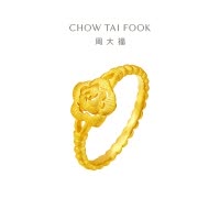 周大福 山茶花戒指 足金黄金戒指(工费:280计价)EOF1255七夕礼物