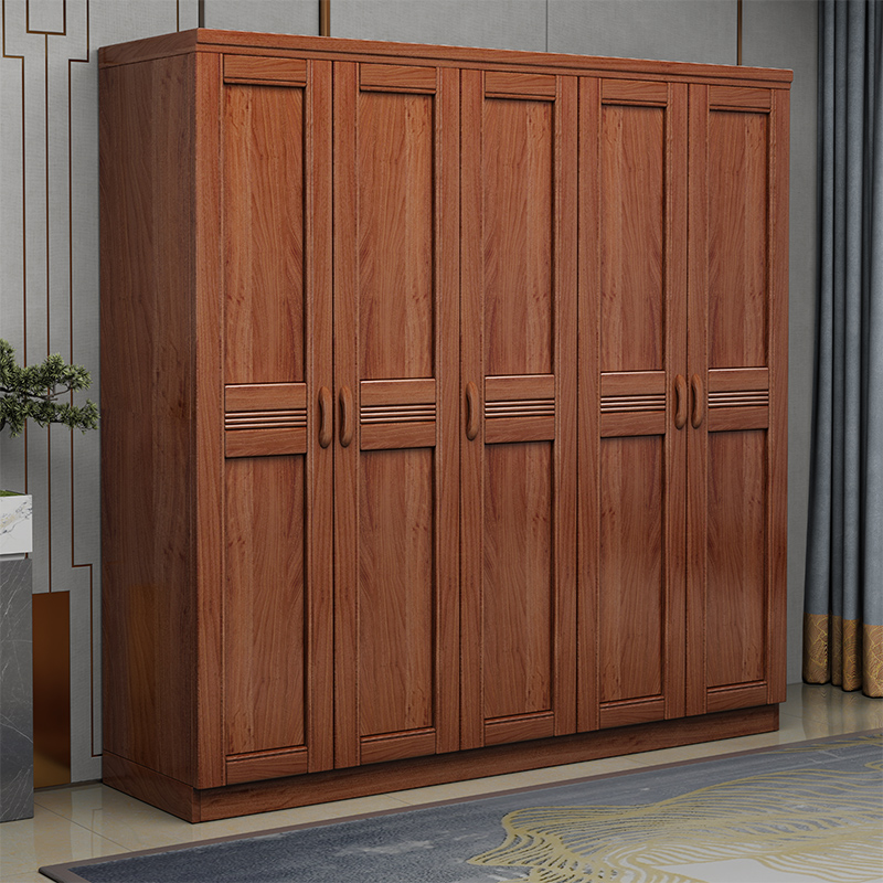 梵宜金丝胡桃木推拉门601#衣柜简约实木家用卧室组装木质衣橱