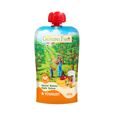 爷爷的农场欧洲进口宝宝辅食婴儿水果泥风味发酵乳杏香蕉苹果藜麦味120g/袋