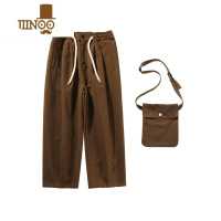 YANXU白粥森林日系复古宽松垂感街头阔腿男女百搭工装直筒休闲长裤