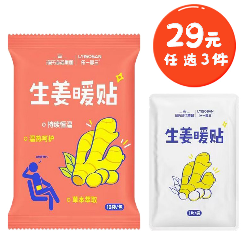 海氏海诺10贴装草本生姜暖贴一次性自发热防寒暖身贴冬季外出保暖贴暖宝宝