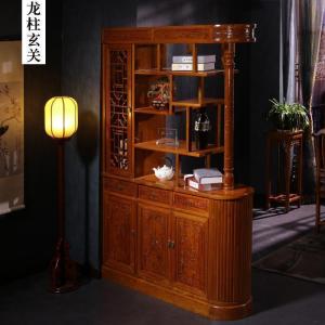 森美人明清中式实木隔断柜花榆木鞋柜屏风双面福字玄关柜厅柜隔厅柜
