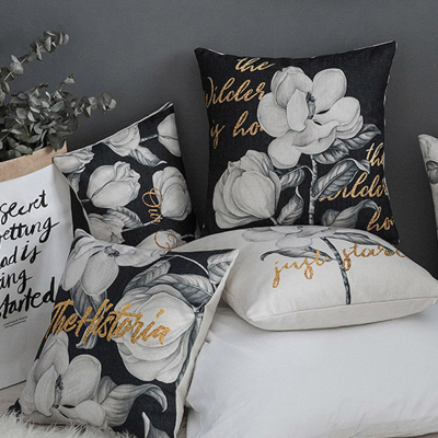 七日爱(Qiriai)美式黑白素描ins抱枕套沙发靠垫办公靠枕床头靠背靠包汽车靠垫