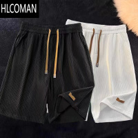HLCOMAN冰丝运动短裤男2025夏新款潮牌休闲阔腿中裤子宽松透气薄款五分裤