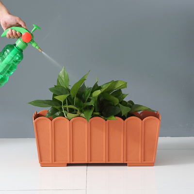 欧式塑料花盆绿萝盆栽种植箱特大栅栏式创意绿植长方形阳台种菜盆 棕