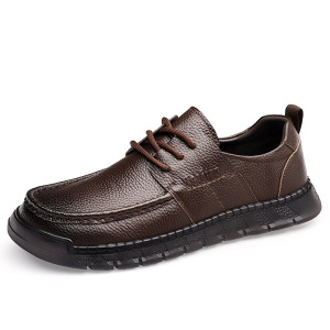 真皮男鞋英伦复古百搭头层牛皮男士休闲皮鞋男软底软面中年爸爸鞋