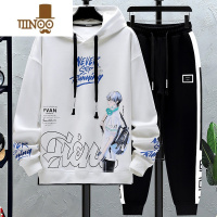 YANXU2023秋季新款初中学生卫衣套装男孩16高中生青少年潮流休闲运动服