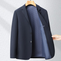 男士冰丝弹力免烫西装春秋薄款男式西服纯色百搭商务休闲单西上衣
