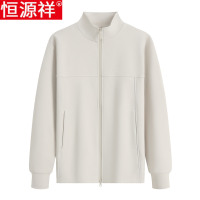 恒源祥开衫男立领休闲运动外穿小外套中年纯色宽松长袖拉炼卫衣男