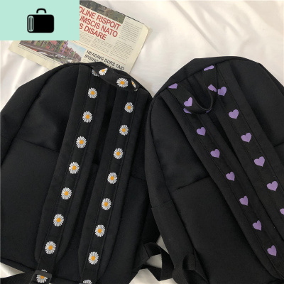 书包女ins风 日系简约潮流爱心背包高中生大学生韩版小雏菊双肩包NEW LAKE